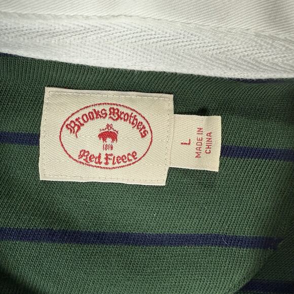 Brooks Brothers Men’s Size L Blue White Green Striped Polo Short Sleeve Y2K Prep - Picture 4 of 8